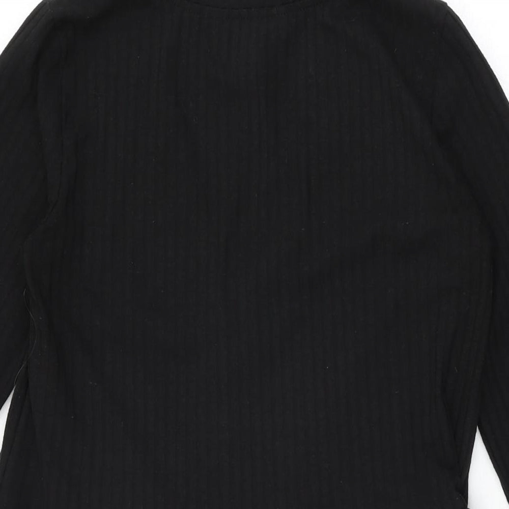 New Look Womens Black Polyester Shift Size 10 V-Neck Button
