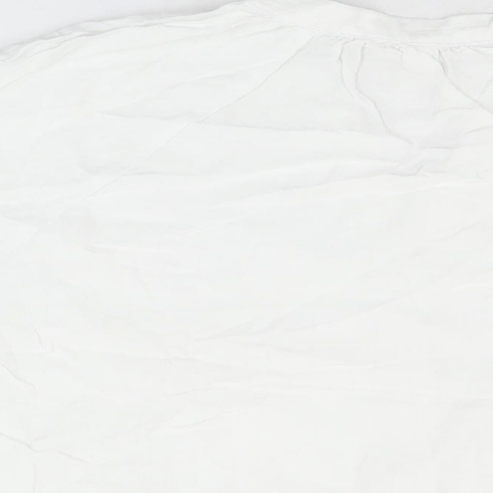 H&M Womens White Viscose Basic Button-Up Size M V-Neck