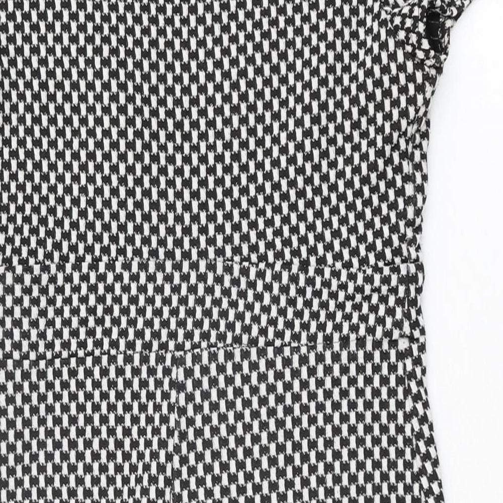 New Look Womens Black Geometric Polyester Bodycon Size 14 Off the Shoulder Pullover