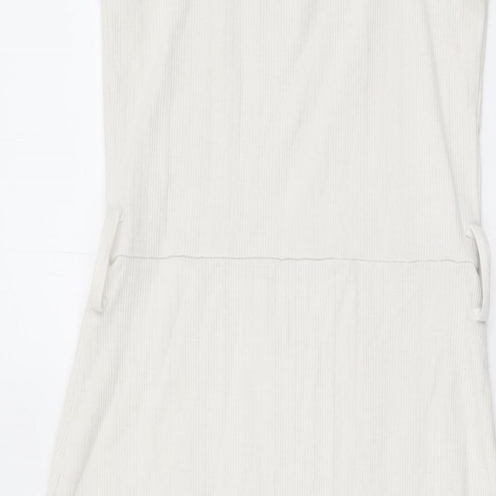 Topshop Womens White Polyester A-Line Size 6 Square Neck Pullover