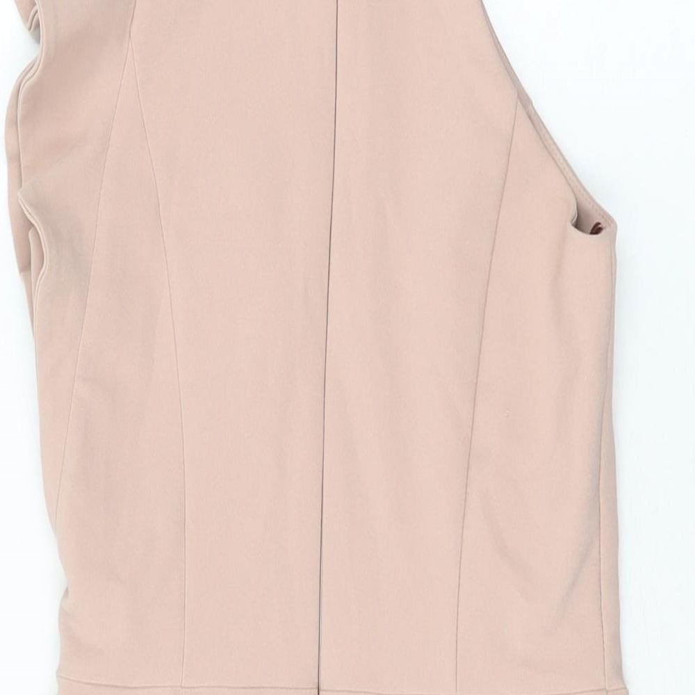 River Island Womens Pink Polyester Bodycon Size 8 Round Neck Zip