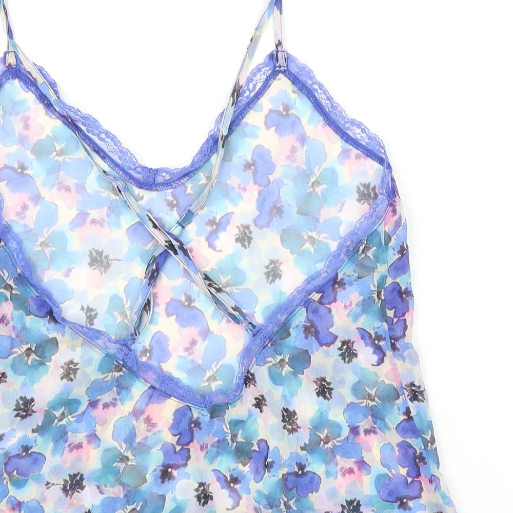 Accessorize Womens Blue Floral Polyester Cami One Piece Size XS