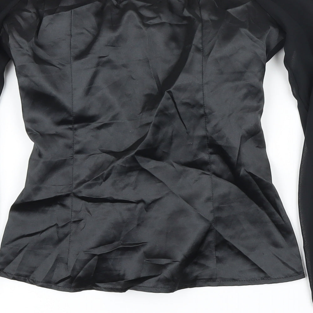 PRETTYLITTLETHING Womens Black Polyester Blend Cropped Blouse Size 4 Square Neck