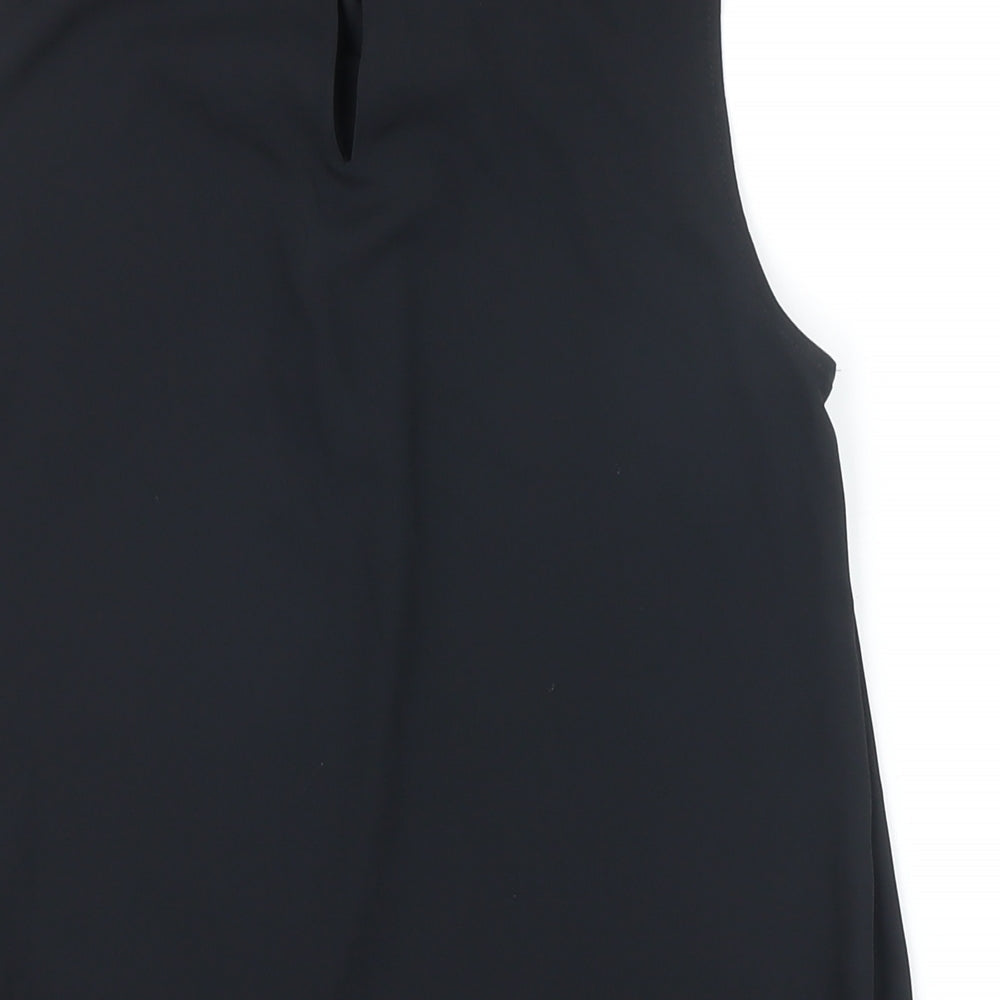 NEXT Womens Black Polyester Tunic Blouse Size 6 Mock Neck - Beaded Shoulders