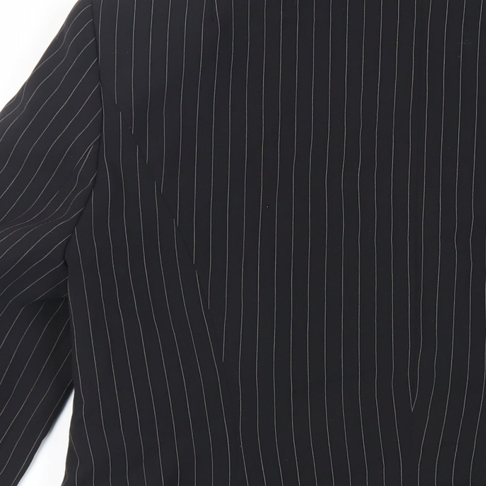 Bianca Womens Black Striped Jacket Blazer Size 14 Buckle