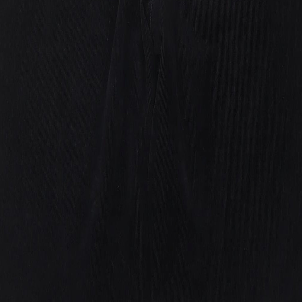 Editions Womens Black Cotton Trousers Size 14 L30 in Regular Zip - Vintage