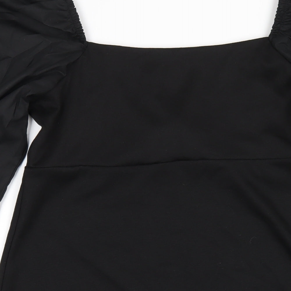 Topshop Womens Black Polyester A-Line Size 14 Square Neck Pullover