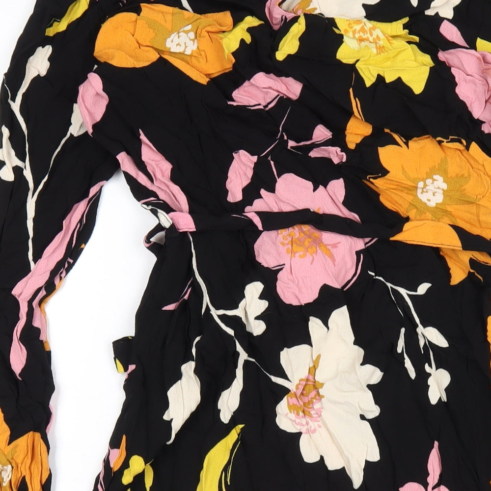 Selected Femme Womens Multicoloured Floral Viscose A-Line Size 8 Round Neck Button