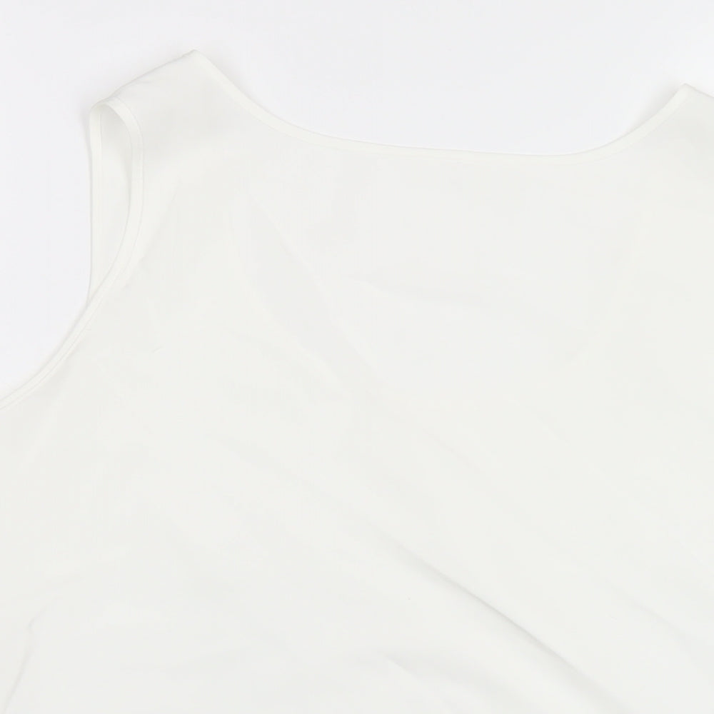 Marks & Spencer Womens White Polyester Basic Tank Size 16 Scoop Neck