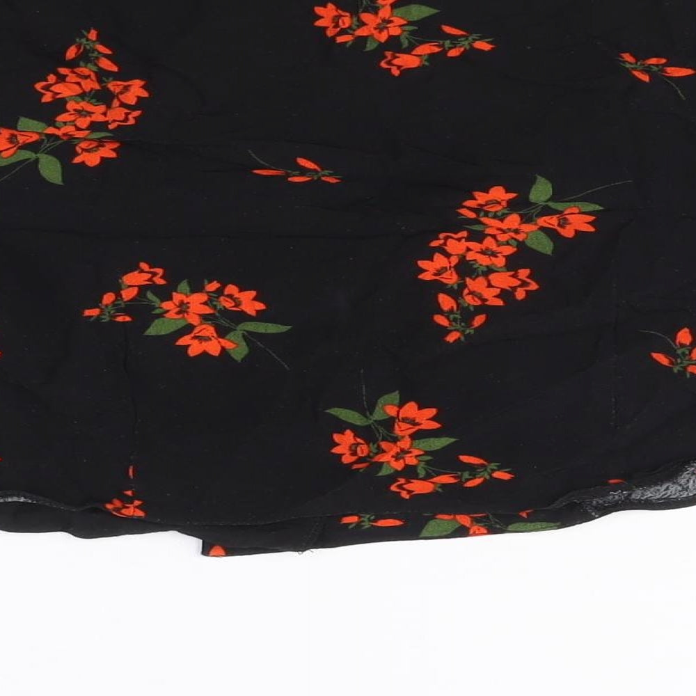 New Look Women's Black Floral Cropped Blouse - UK 10