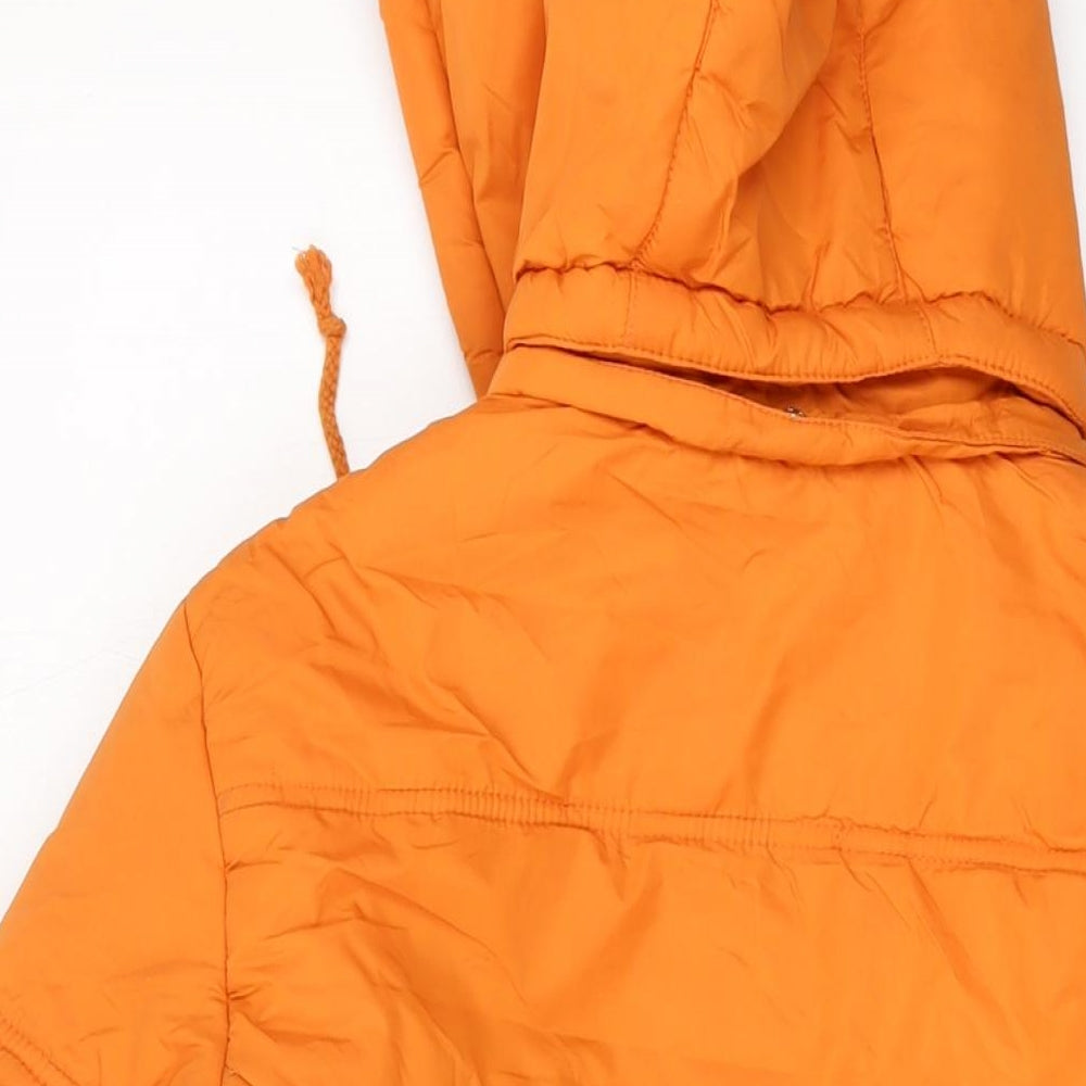 Sfera Womens Orange Puffer Jacket Jacket Size L Zip