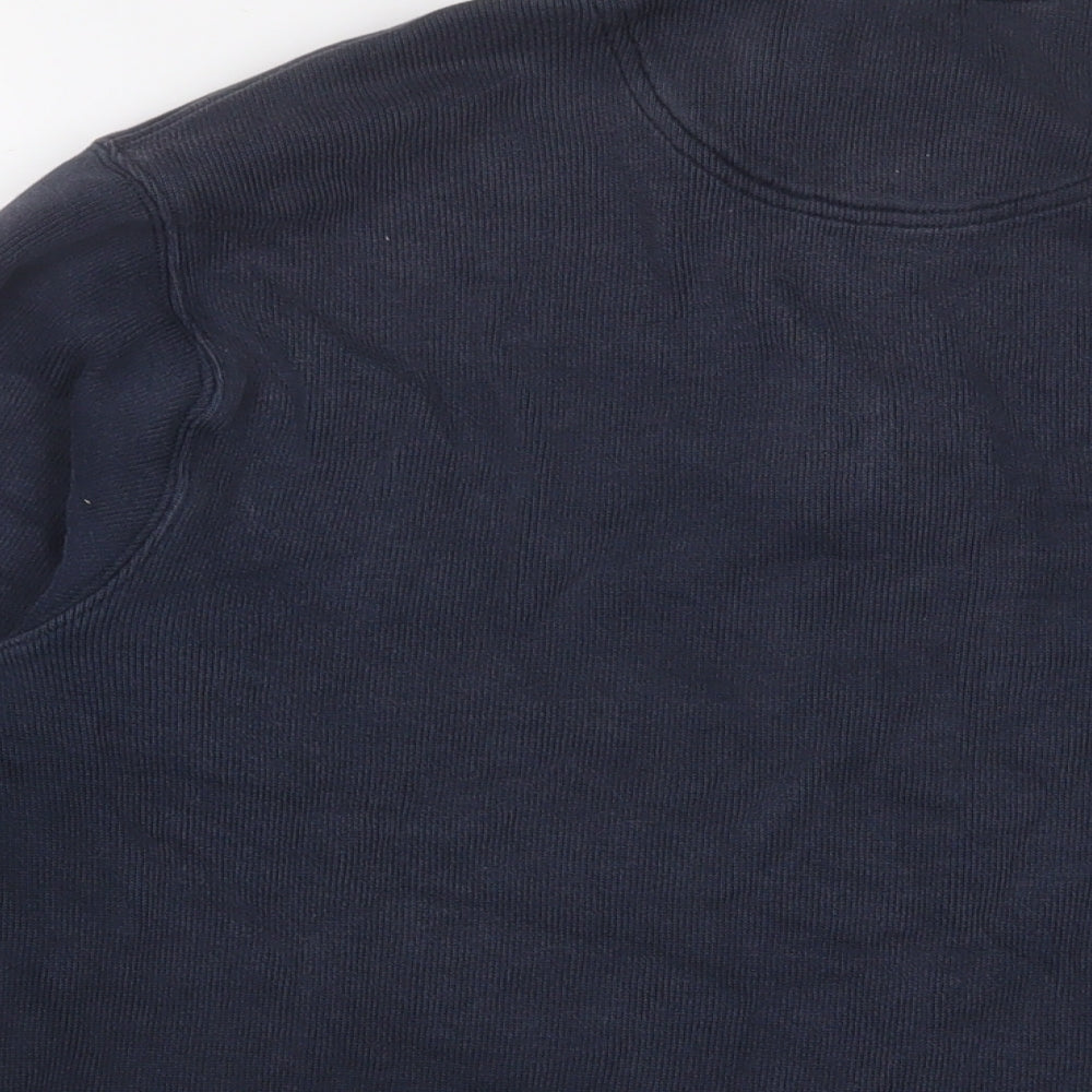 Landsend Womens Blue Cotton Pullover Sweatshirt Size M Zip