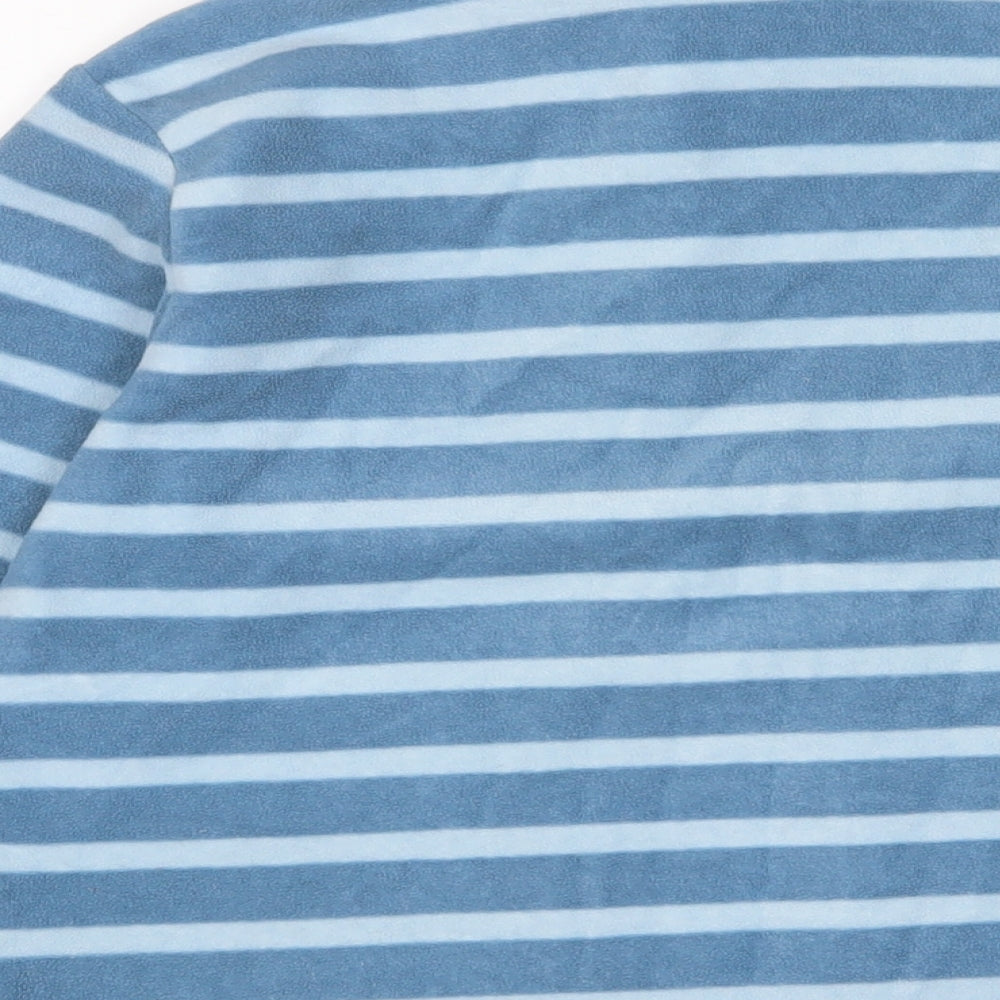 Landsend Womens Blue Striped Polyester Pullover Sweatshirt Size XS Button