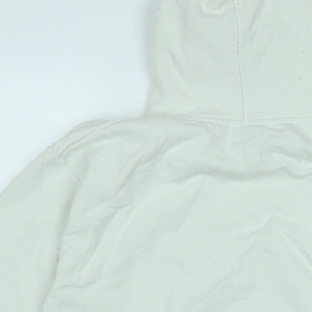 Gilden Mens Ivory Cotton Pullover Hoodie Size S