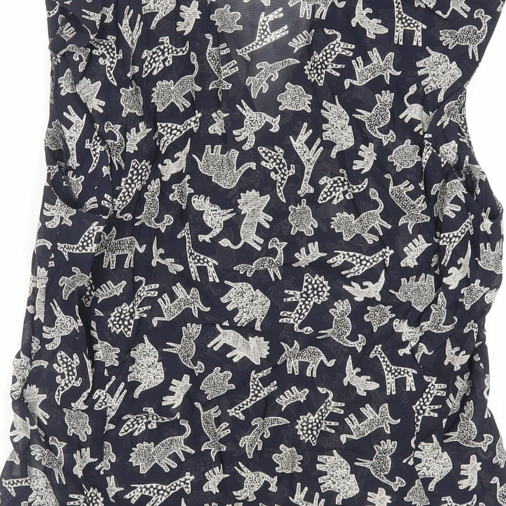 Gerry Weber Womens Blue Geometric Viscose Basic Button-Up Size 6 Collared - Sheer