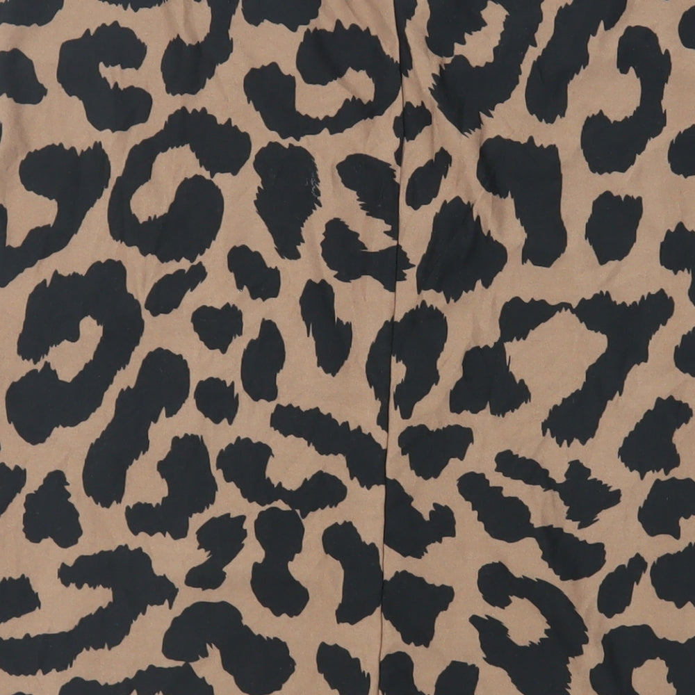 Beloved Womens Brown Animal Print Polyester Basic T-Shirt Size L V-Neck