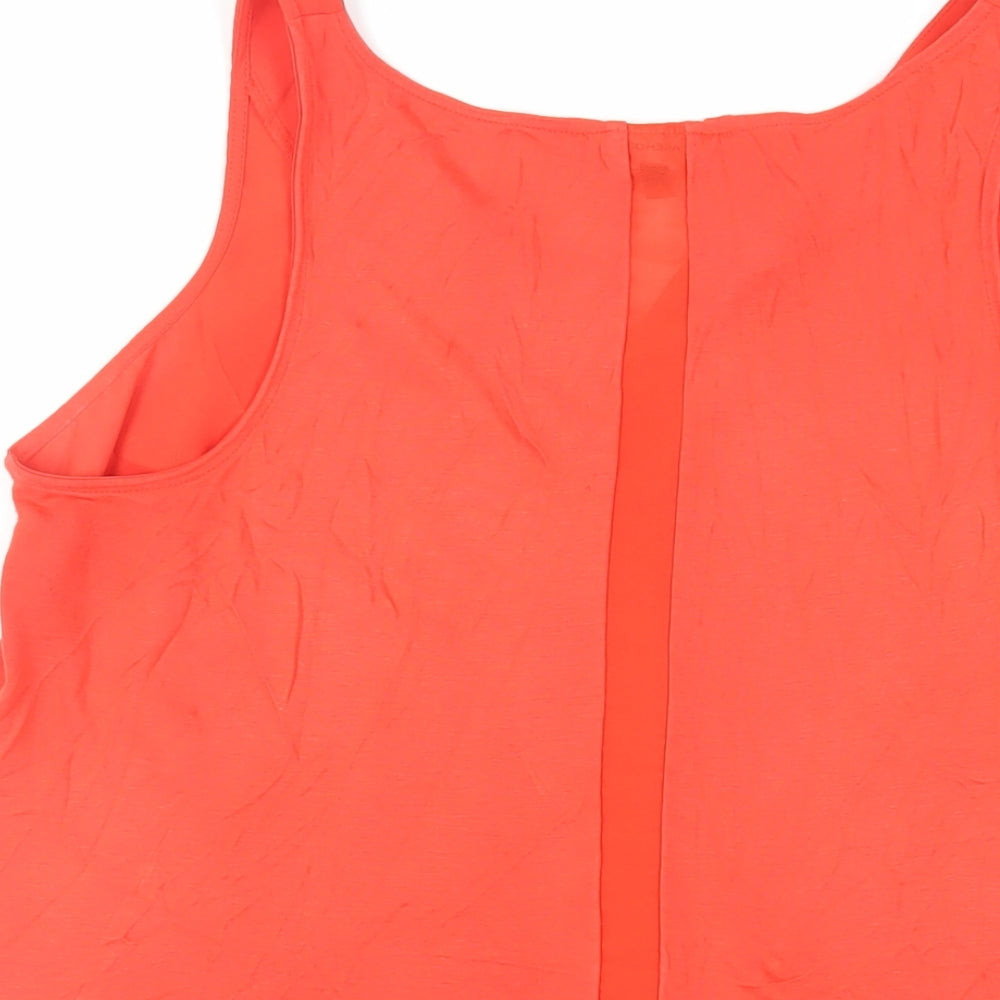 Warehouse Womens Red Polyester Basic Tank Size 14 V-Neck