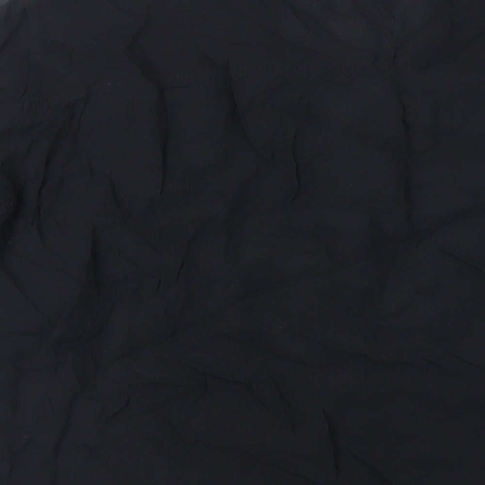 Marks & Spencer Womens Black Viscose Basic Button-Up Size XL V-Neck - Embroidered Detail