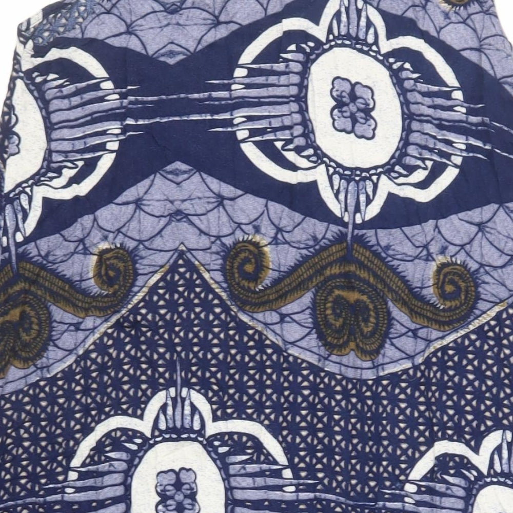 Next Womens Blue Paisley Viscose A-Line Size 10 Square Neck Pullover