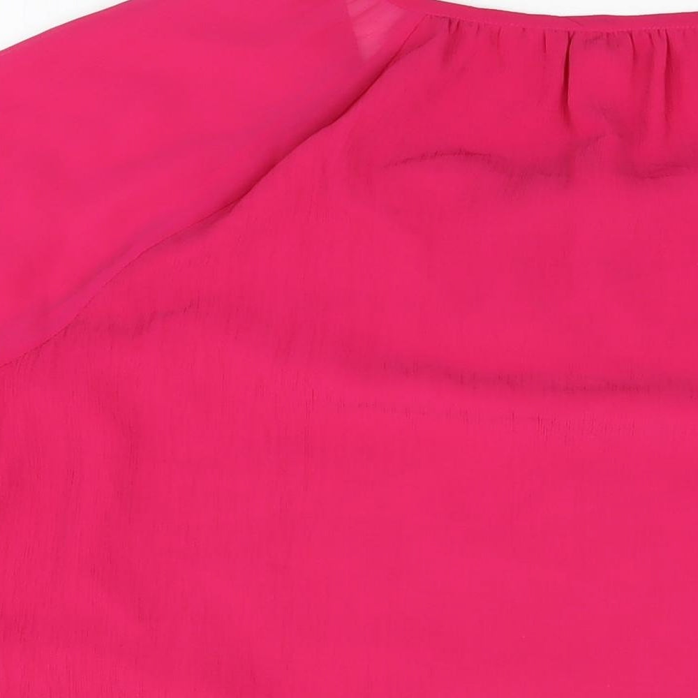 Per Una Womens Pink Polyester Basic Blouse Size 16 Round Neck