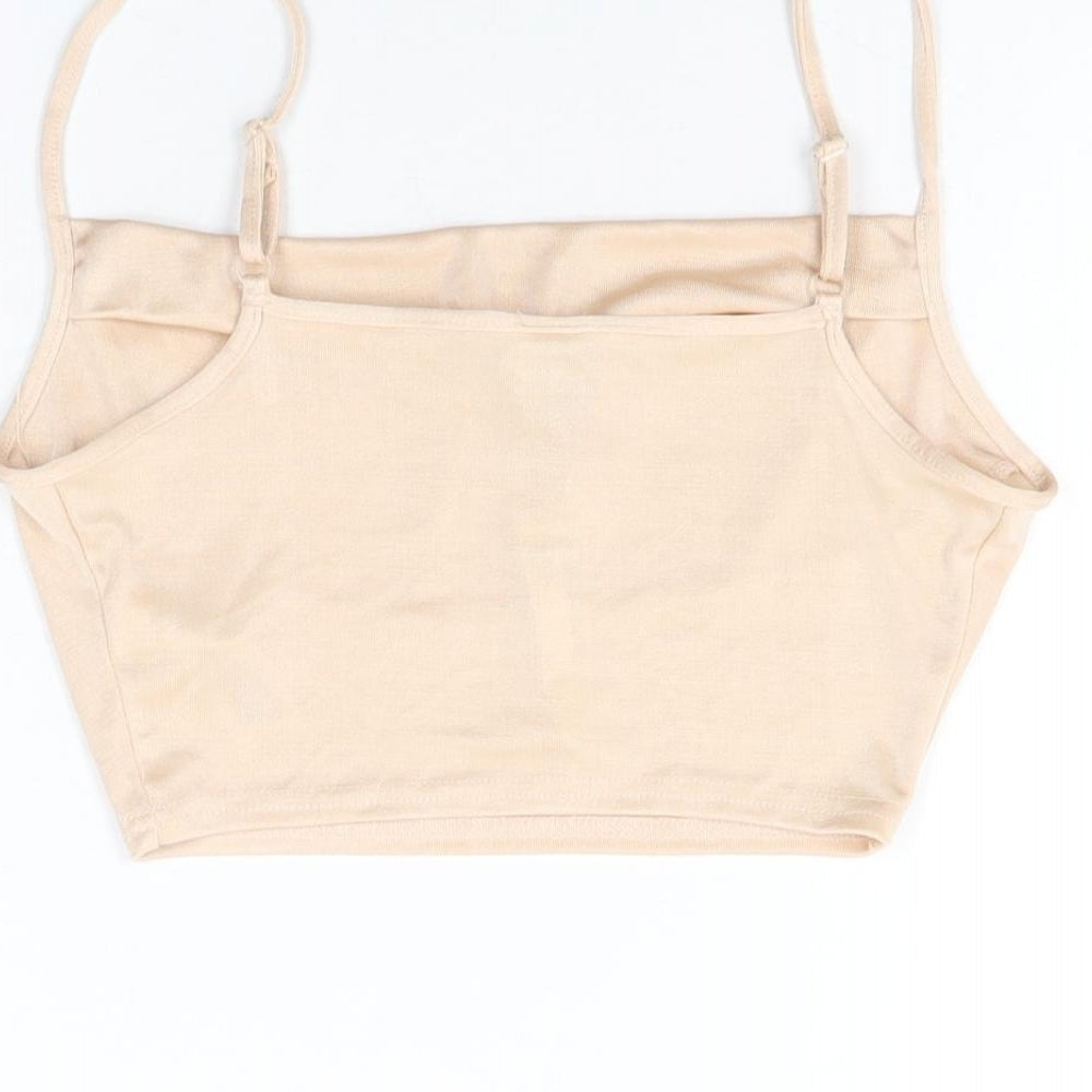 ASOS Womens Pink Polyester Cropped T-Shirt Size 8 Cowl Neck