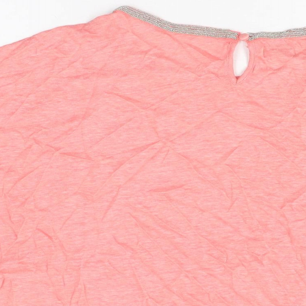 Monsoon Womens Pink Polyester Basic T-Shirt Size 14 Round Neck