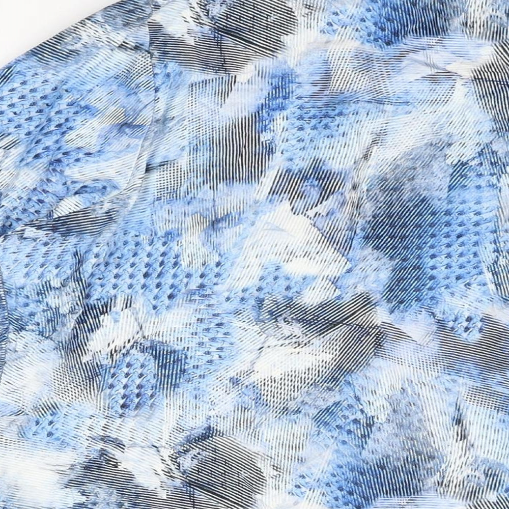 Rabe Womens Blue Geometric Viscose Basic T-Shirt Size 18 Round Neck