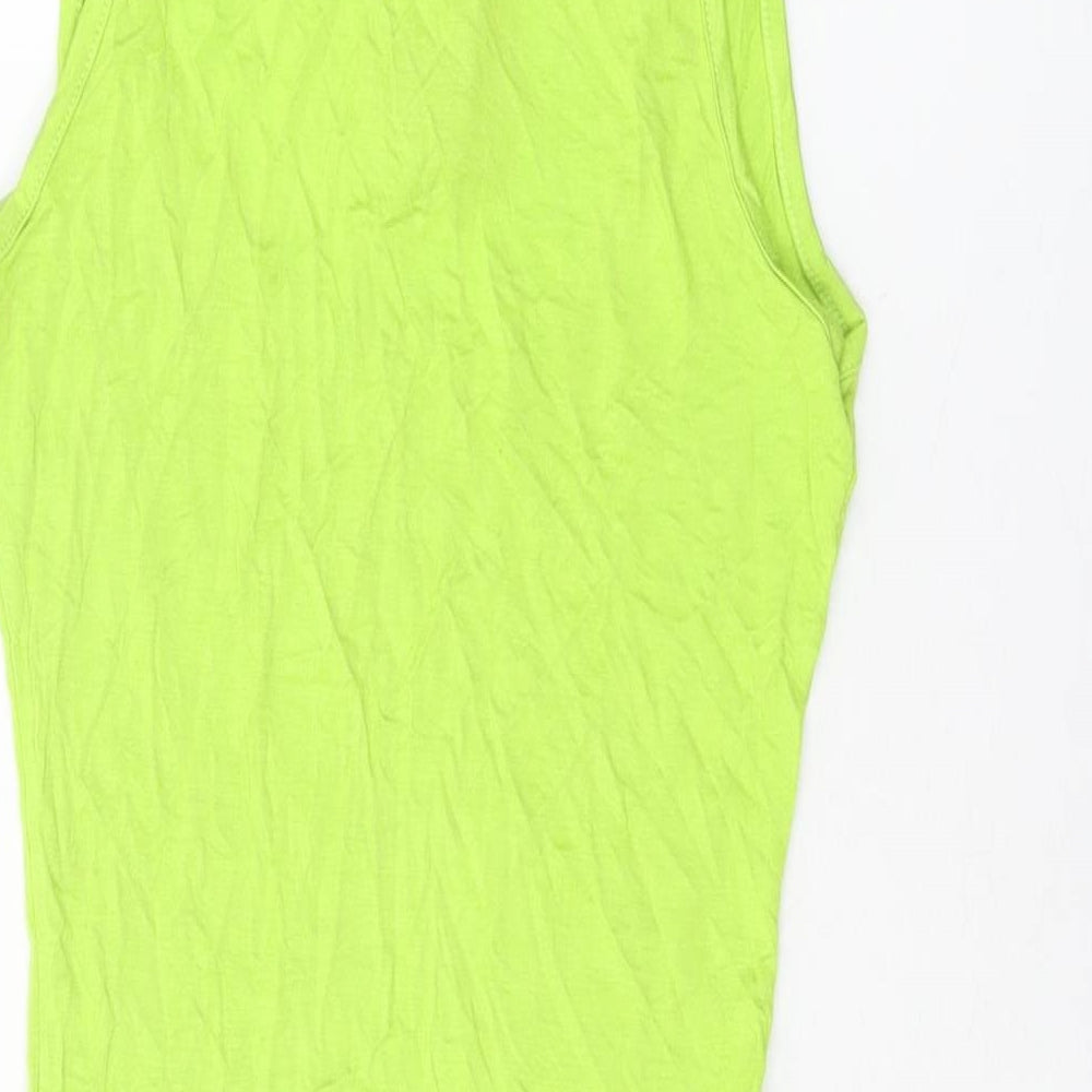 Boohoo Womens Green Viscose Bodycon Size 8 Square Neck Pullover