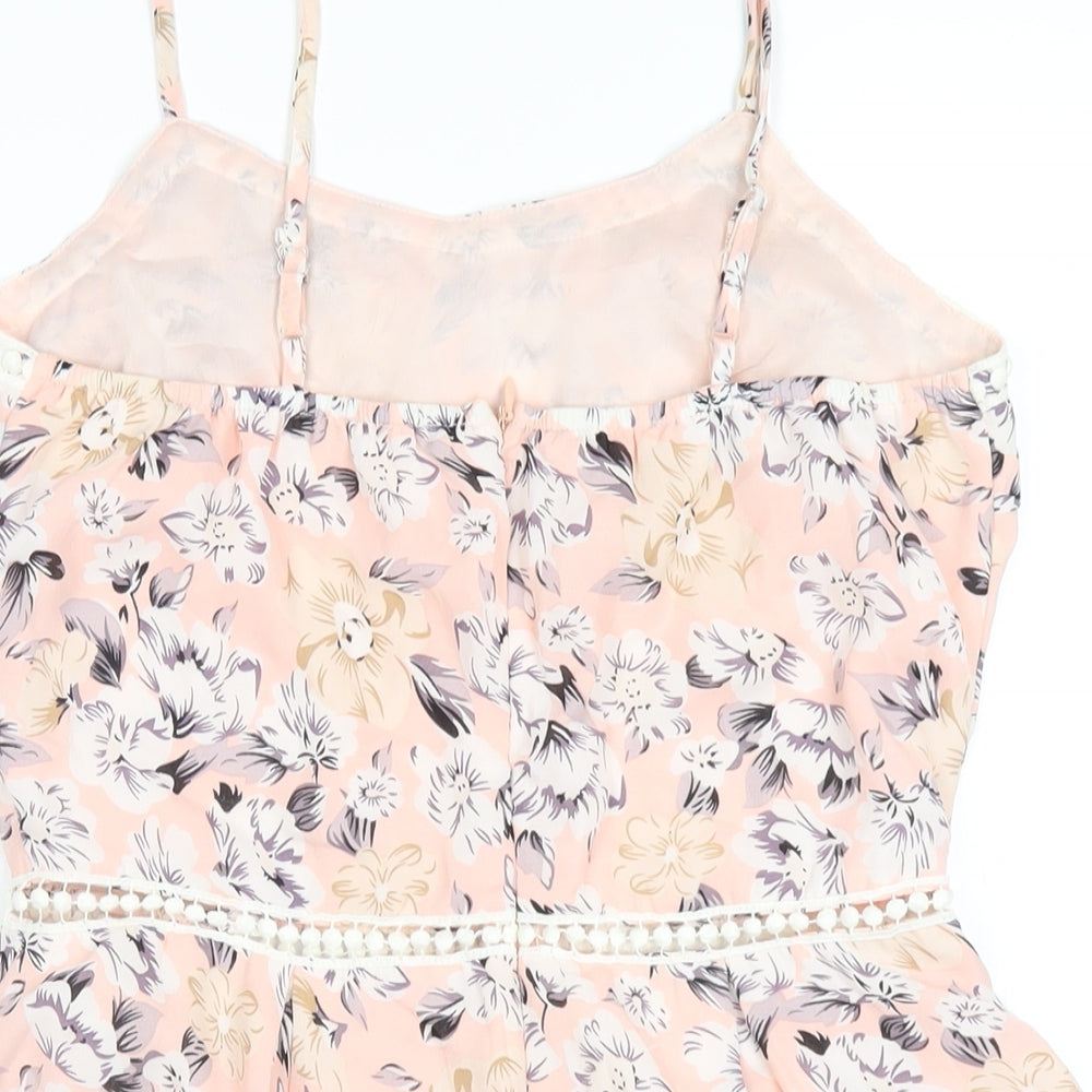 Parisian Signature Womens Pink Floral Polyester Playsuit One-Piece Size 12 Zip