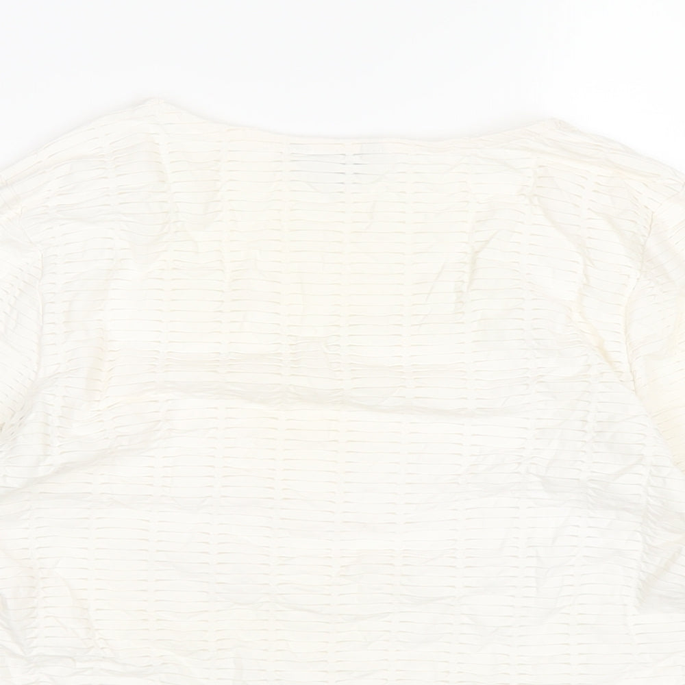 Per Una Womens Ivory Polyester Basic T-Shirt Size 12 Scoop Neck