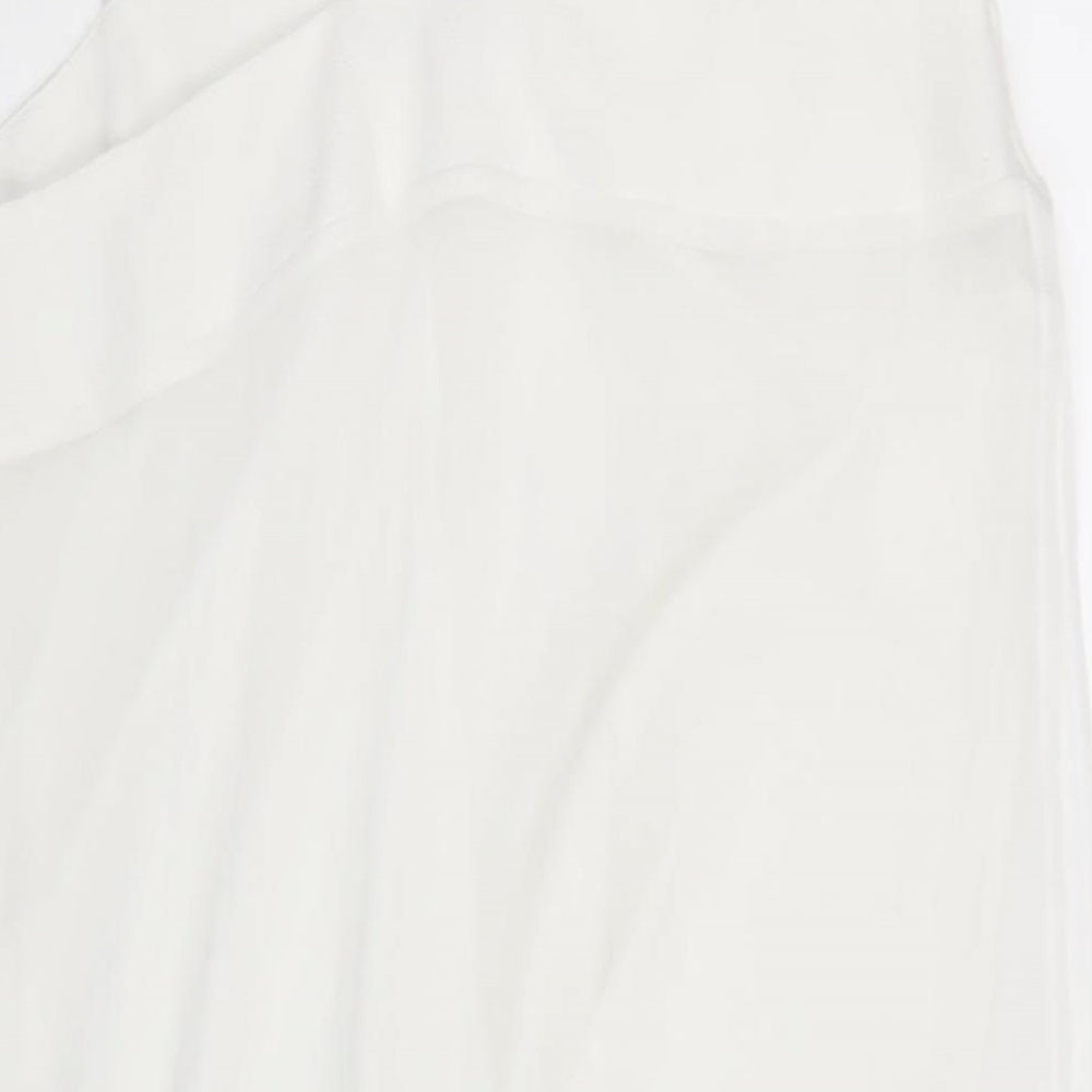 Zara Womens White Polyester Camisole T-Shirt Size L Square Neck