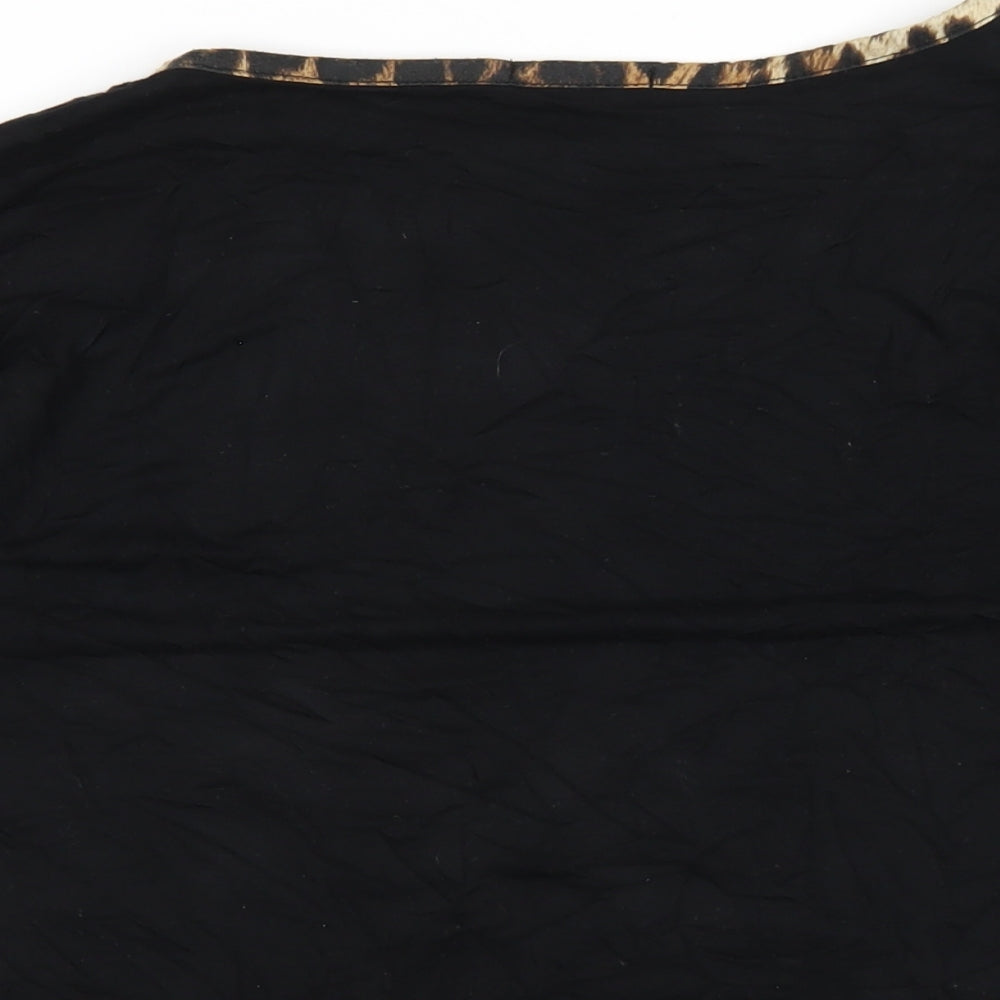 Boohoo Womens Black Viscose Basic T-Shirt Size 14 Round Neck