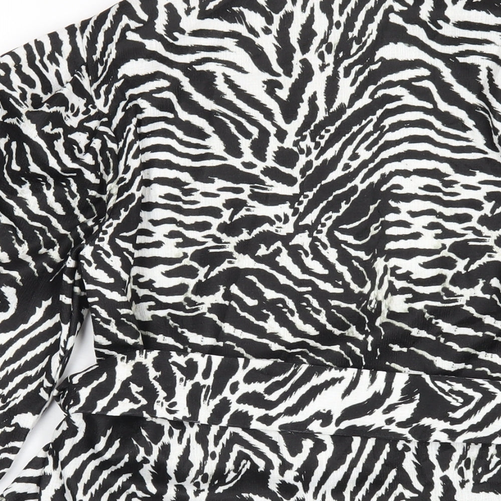 River Island Womens Black Animal Print Polyester Basic T-Shirt Size 10 Round Neck