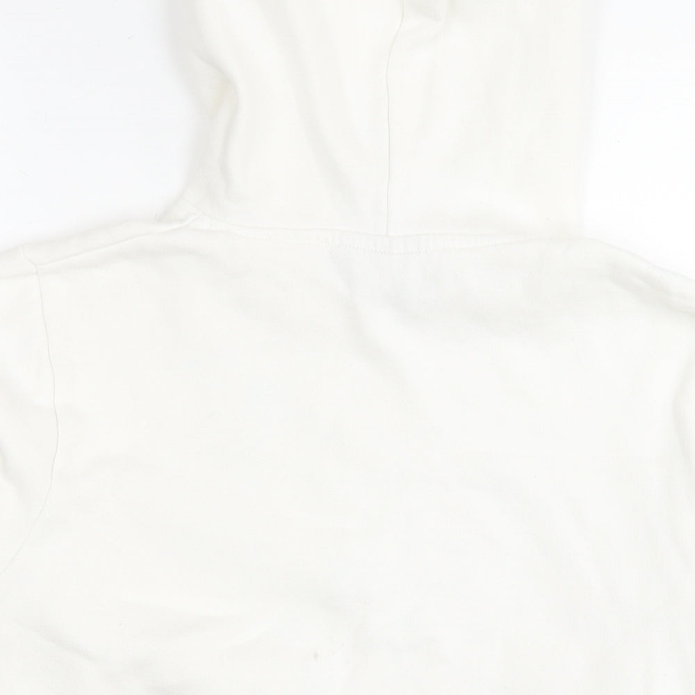 Classic Womens White Cotton Pullover Hoodie Size 8 Pullover