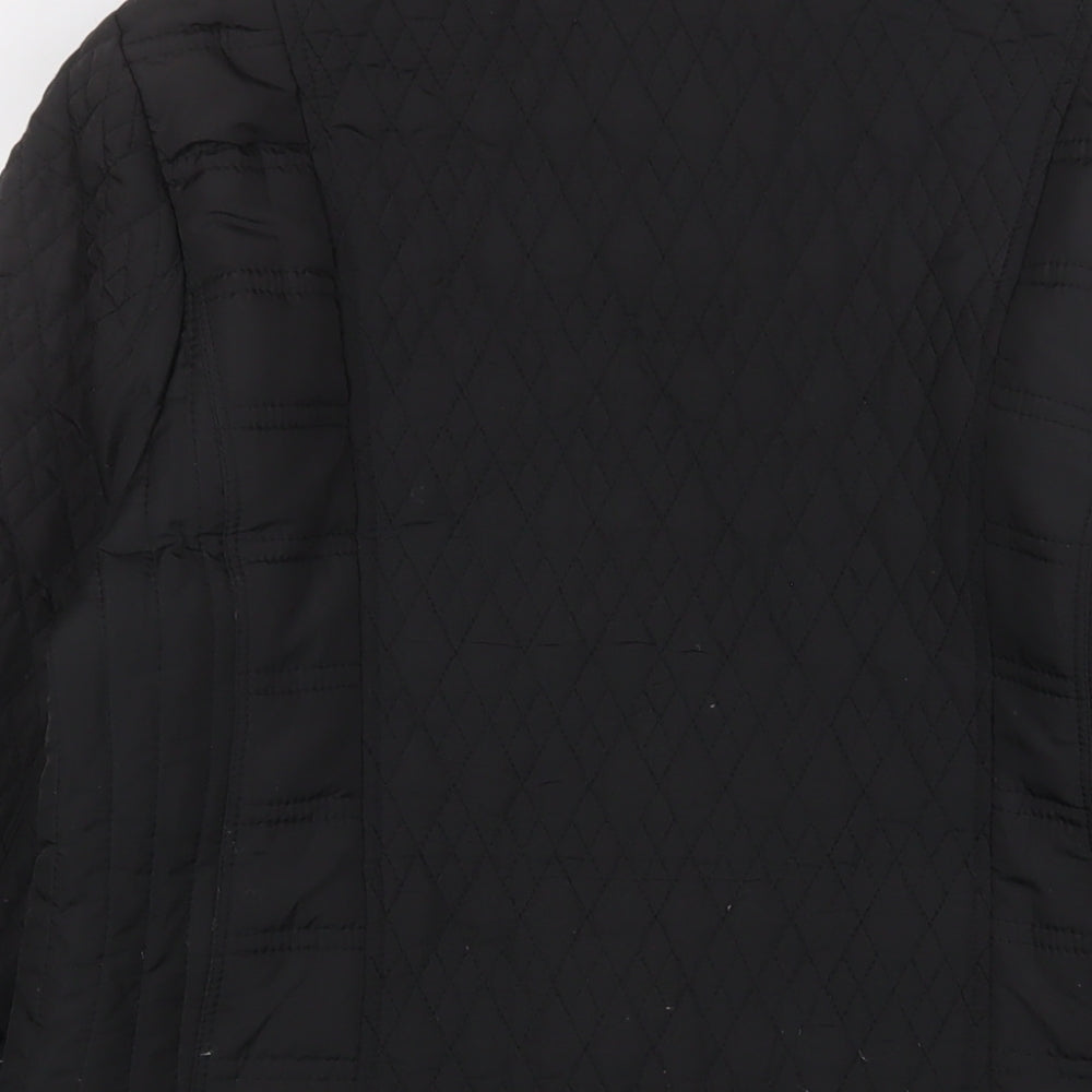 TIGI Womens Black Quilted Jacket Size 14 Zip