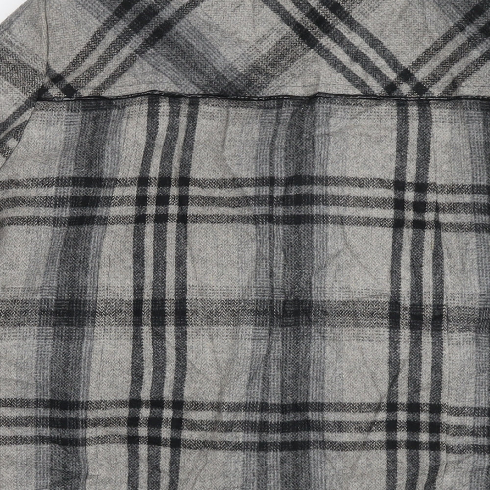 Savier Womens Grey Check Overcoat Coat Size 14 Snap