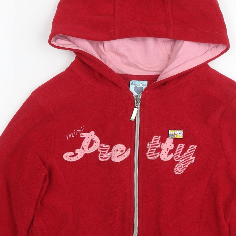 Pumpkin Patch Girls Red Jacket Size 11 Years Zip - Miss Pretty