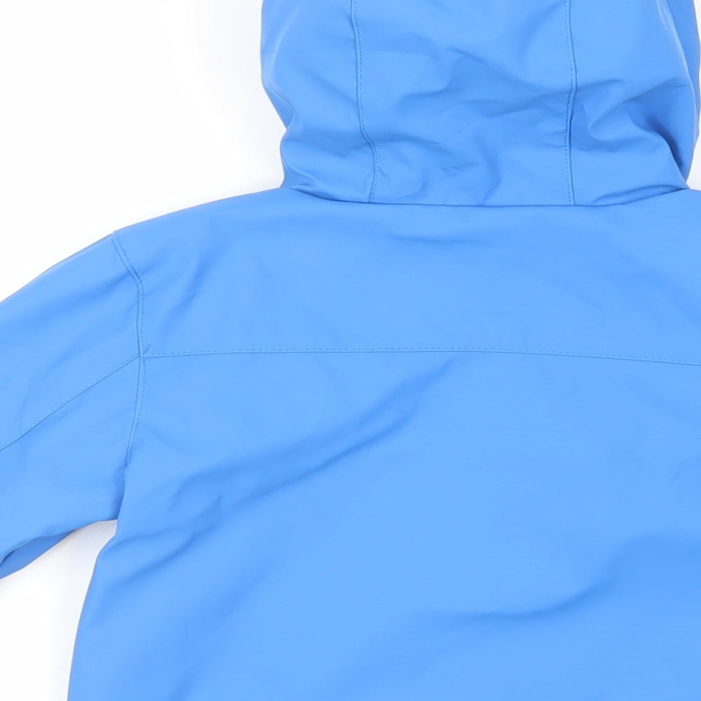 Brand and care label for Urban Rascals boys’ blue rain coat coat, size 3-4, years zip - hooded water resistant