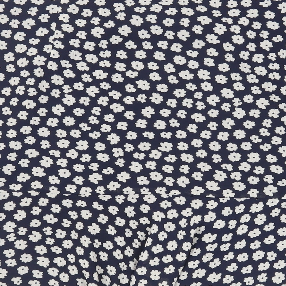 Marks & Spencer Womens Blue Floral Polyester Flare Skirt Size 18 Zip