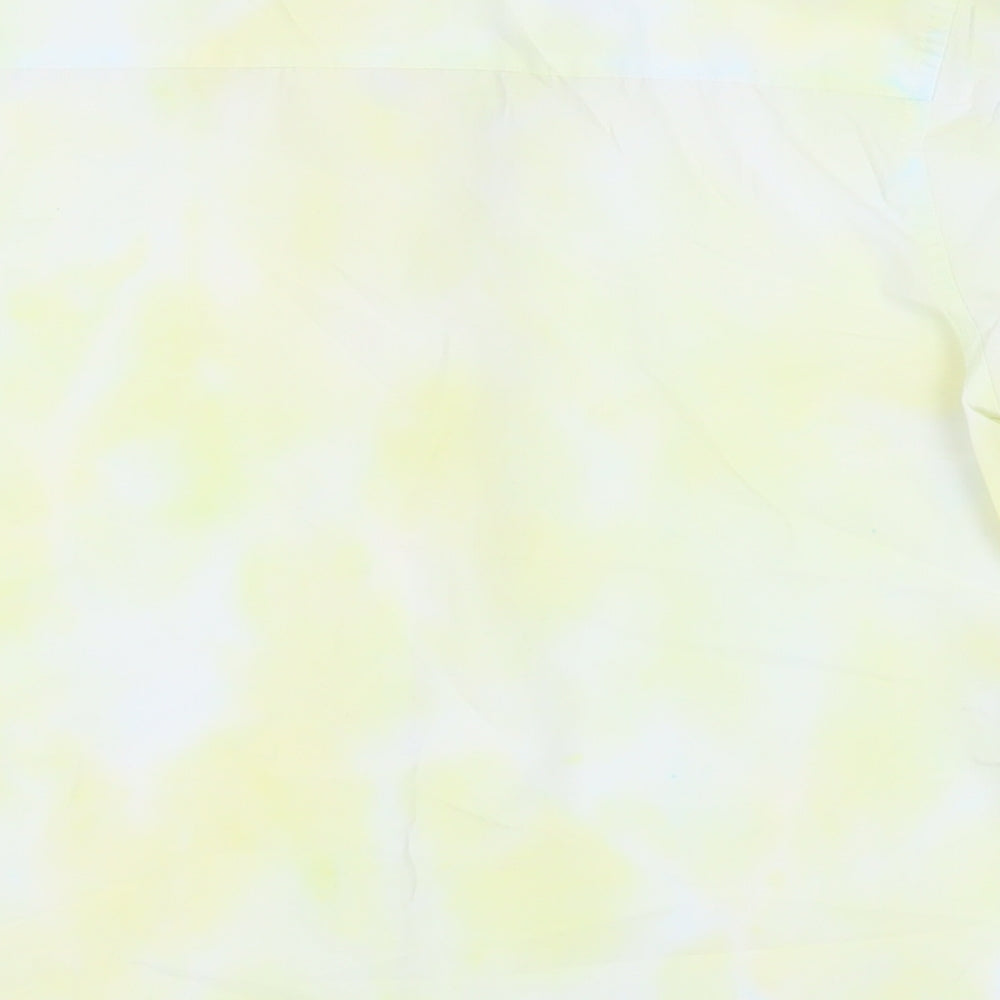Marks & Spencer Girls Yellow Cotton Basic Button-Up Size 13-14 Years Collared Button - Tie Dye