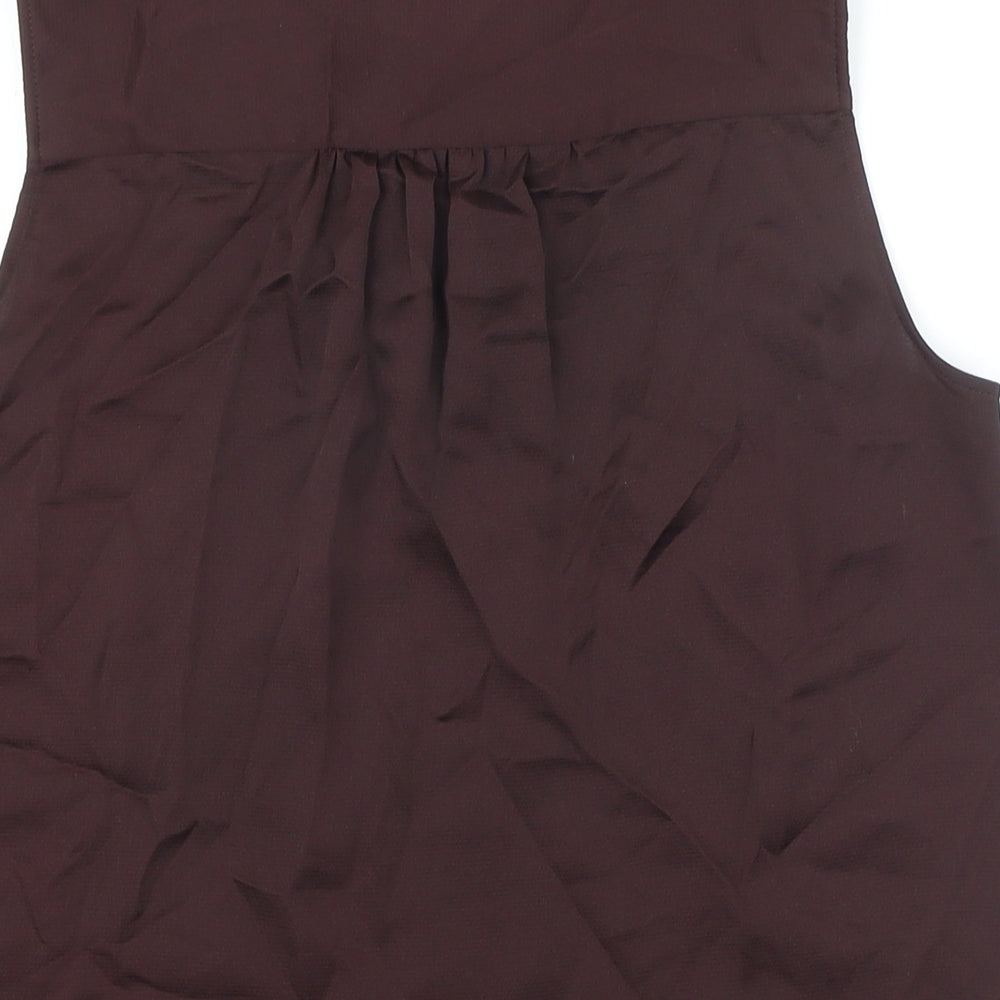 H&M Womens Brown Polyester Tunic Blouse Size S Boat Neck