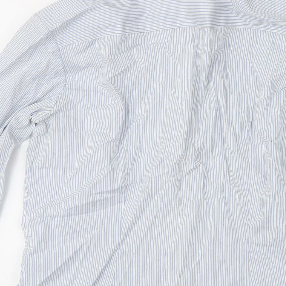 H&M Womens Blue Striped Polyamide Basic Blouse Size 8 Collared