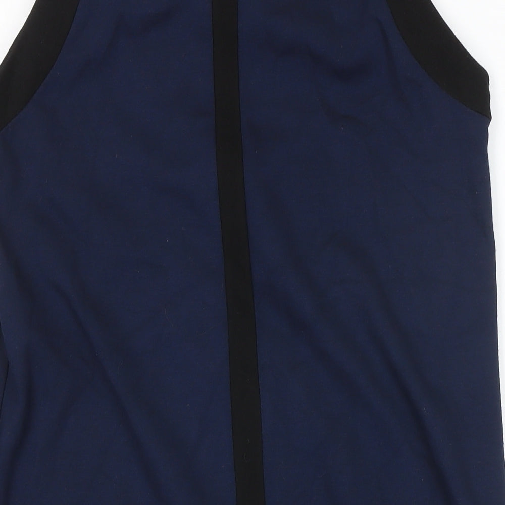 Mango Womens Blue Colourblock Polyester Pinafore/Dungaree Dress Size S Round Neck