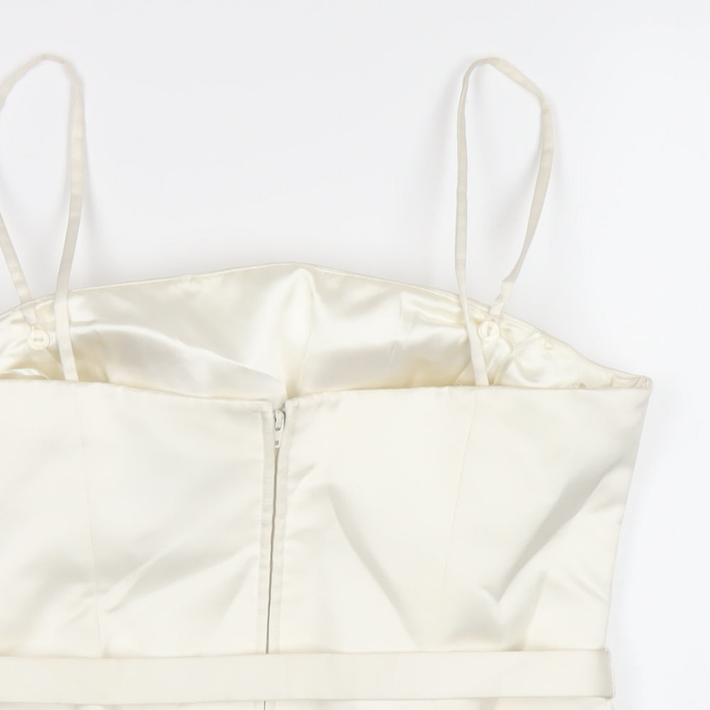 Ronald Joyce Womens White Polyester Camisole T-Shirt Size 12 Square Neck