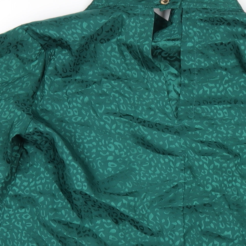 Closet Womens Green Polyester Basic T-Shirt Size 12 Mock Neck