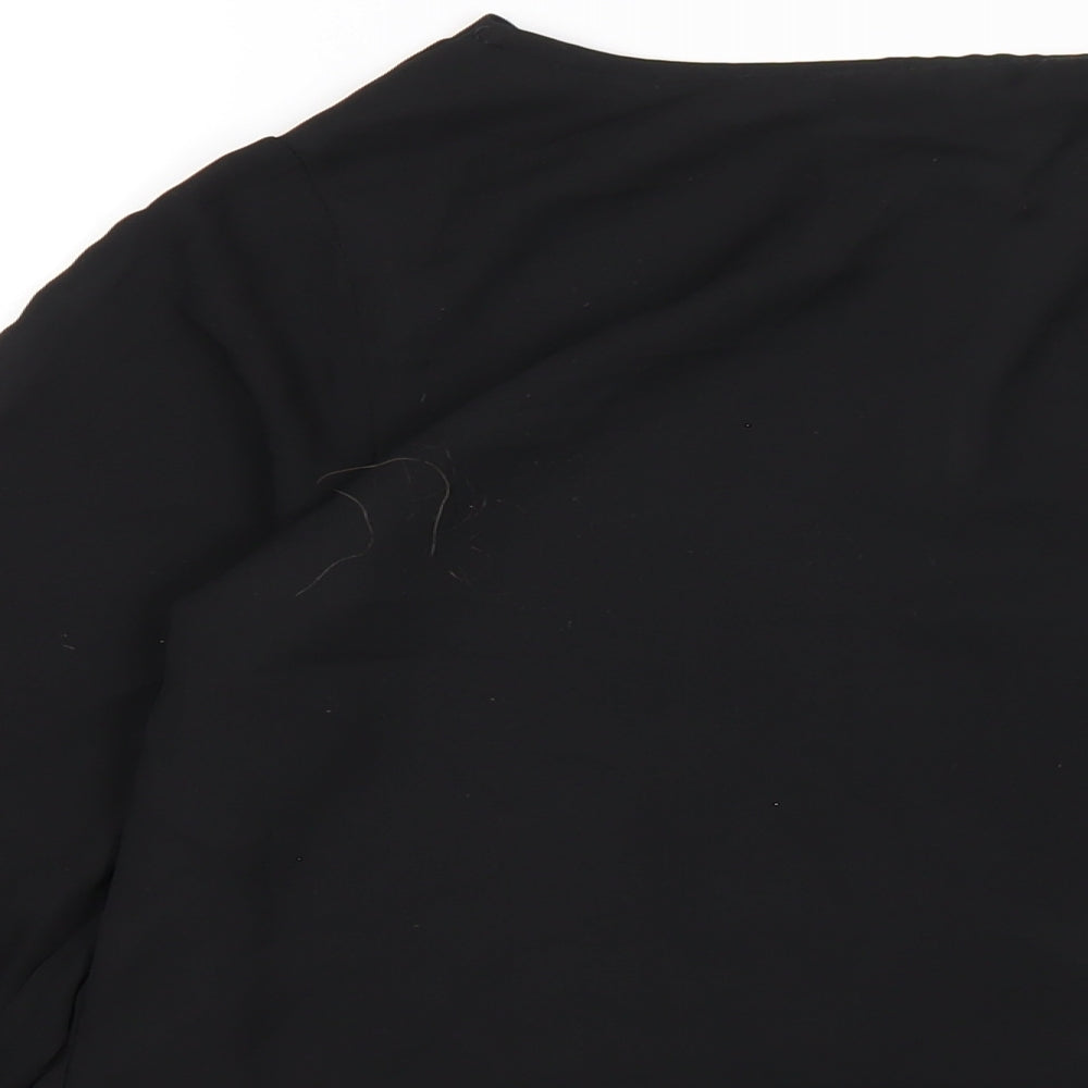 Dorothy Perkins Womens Black Polyester Basic Blouse Size 8 V-Neck