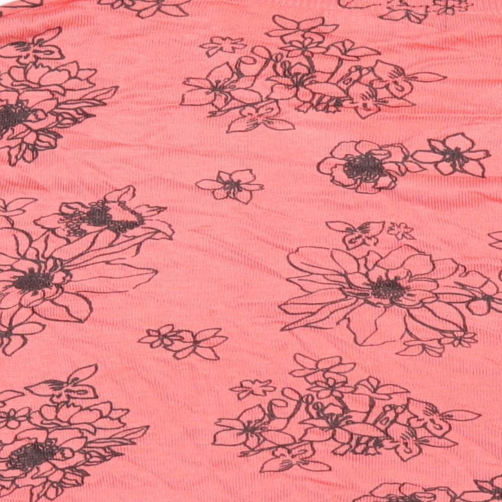 Marks & Spencer Womens Pink V-Neck Floral Acrylic Pullover Jumper Size M