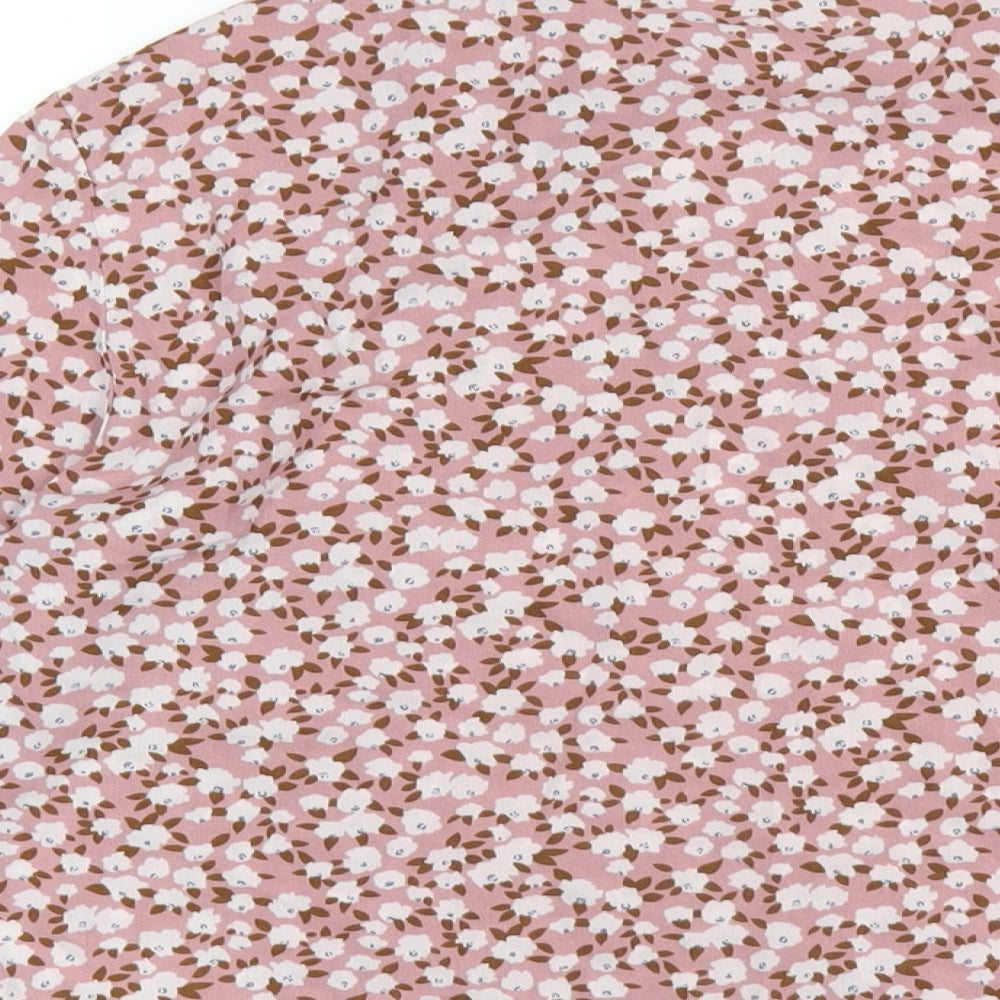 VILA Womens Pink Floral Polyester Basic Blouse Size 12 Round Neck