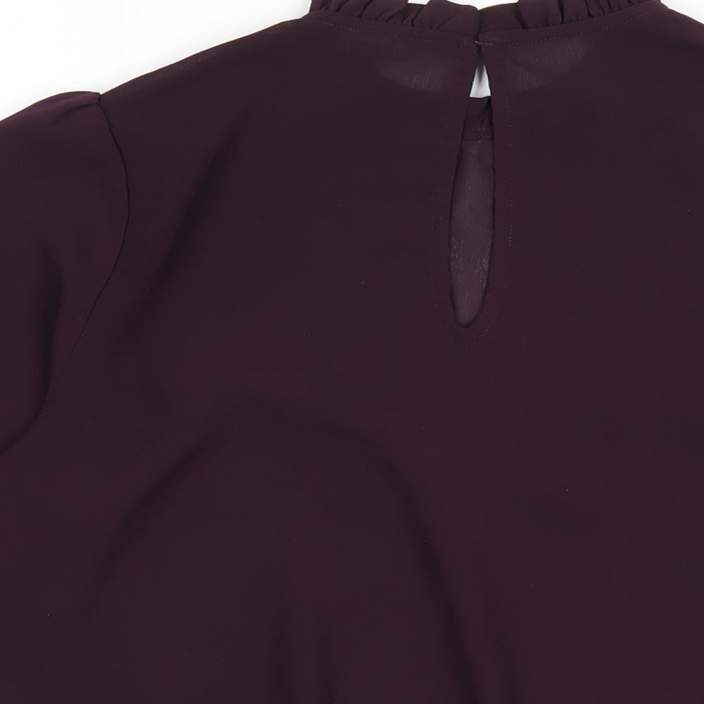 New Look Womens Purple Polyester Basic Blouse Size 8 Round Neck