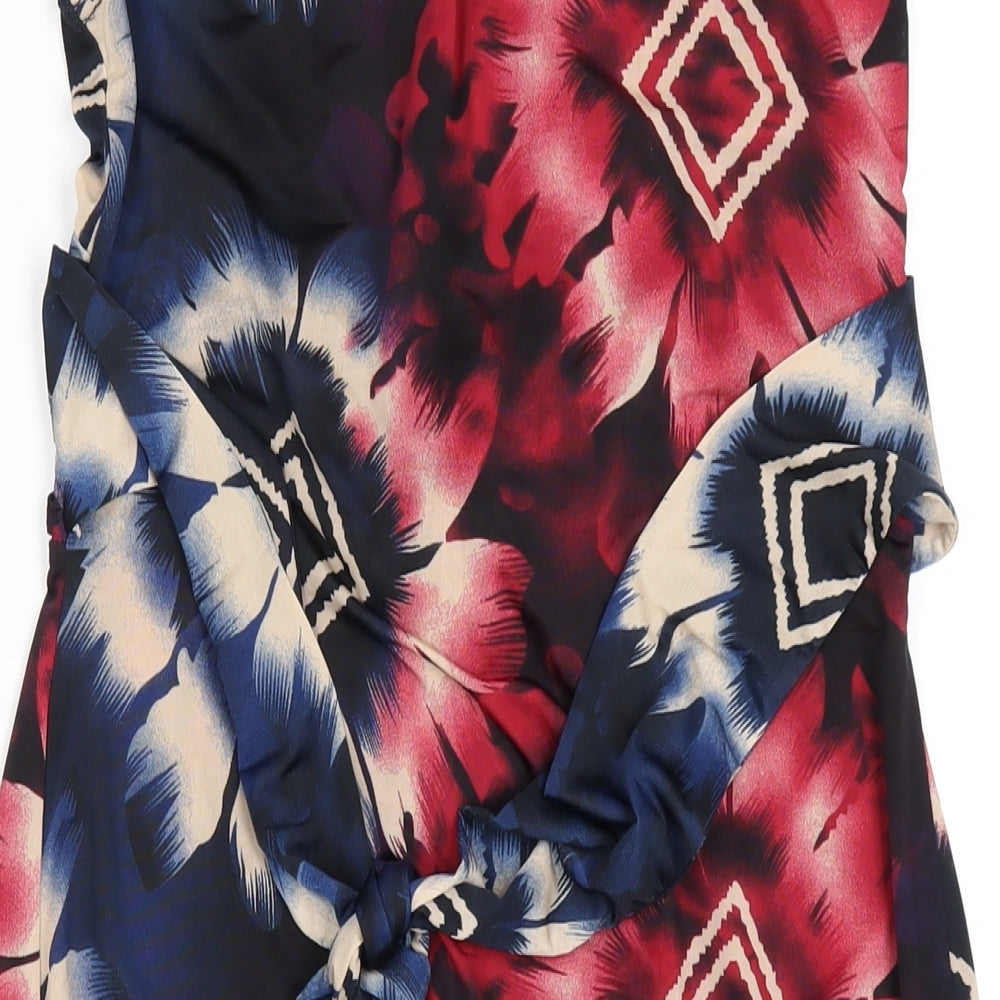 Mandi Womens Multicoloured Geometric Polyester A-Line Size 12 V-Neck Pullover